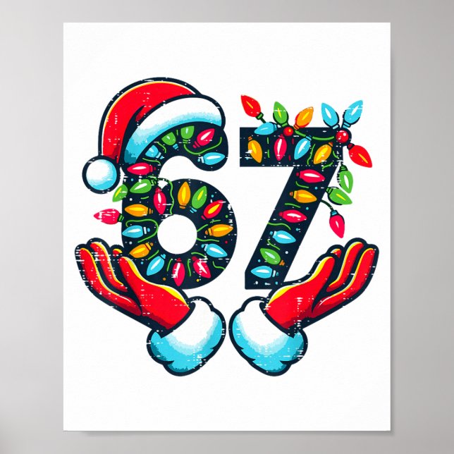 Affiche 67 Christmas Lights Funny Christmas 6 7 Meme Xmas  (Devant)