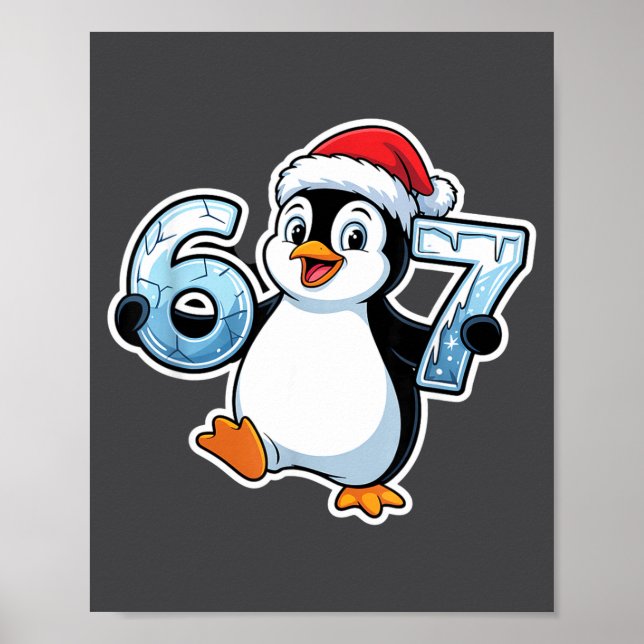 Affiche 67 Christmas Penguin Santa Hat Birthday Holiday  (Devant)