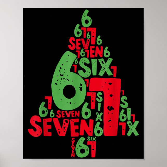 Affiche 67 Christmas Tree Holiday Six Seven Meme Brainrot  (Devant)