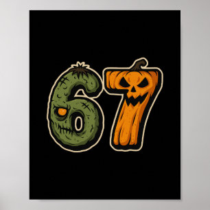 Affiche 67 Citrouille Zombie Six Sept Meme Halloween