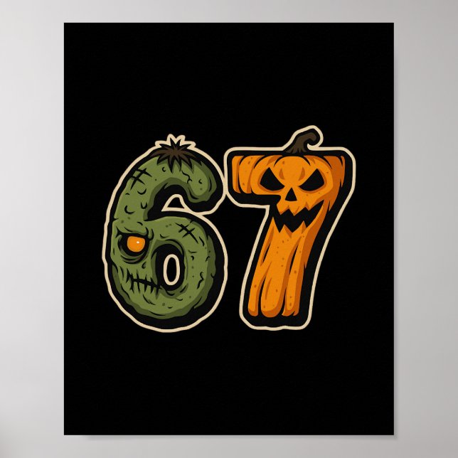 Affiche 67 Citrouille Zombie Six Sept Meme Halloween  (Devant)