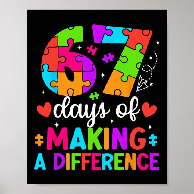 Affiche 67 Days Of Making A Difference Funny Teacher Stude (Devant)