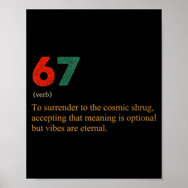 Affiche 67 Définition Mème Numéro 67 Est Le Nouveau 42 Six (Devant)
