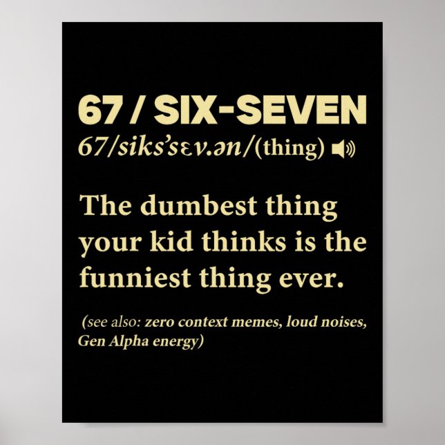 Affiche 67 Définition Signification Six Sept Professeur Mè (Devant)