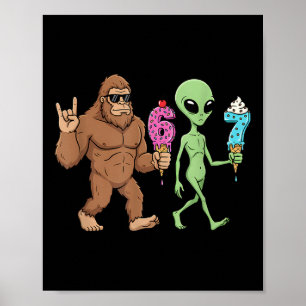 Affiche 67 Drip Mème Drôle Six Sept Bigfoot Alien Sasquat