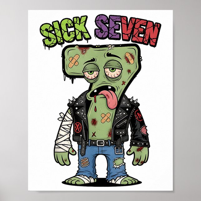 Affiche 67 Drôle Zombie Six Sept Humour Mème Brainrot Mala (Devant)