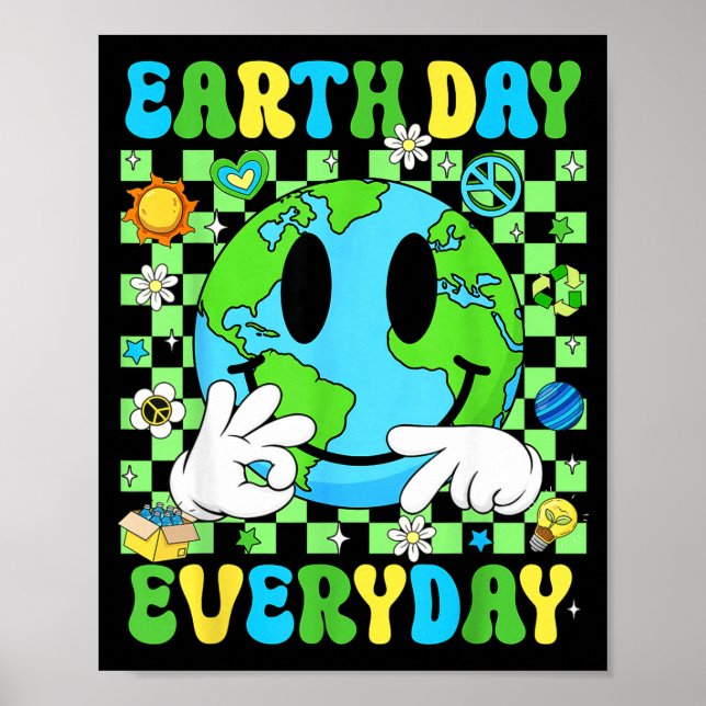 Affiche 67 earth day everyday funny smile face earth six (Devant)