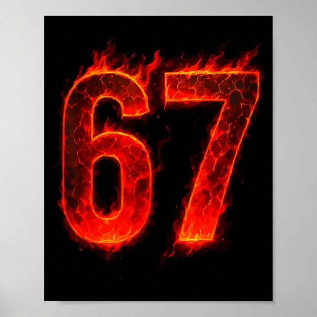 Affiche 67 Flame Number Six Seven Meme 67 Kid  (Devant)
