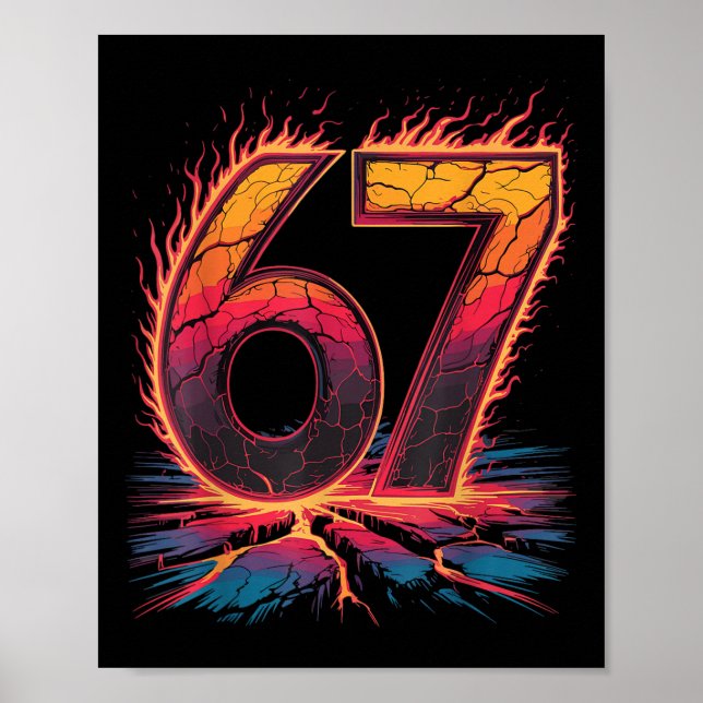 Affiche 67 Flame Number Six Seven Meme 67 Kid  (Devant)