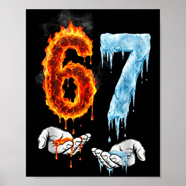 Affiche 67 Flamme Glace 6-7 Numéro Six Sept Mème 6 7 Enfan (Devant)