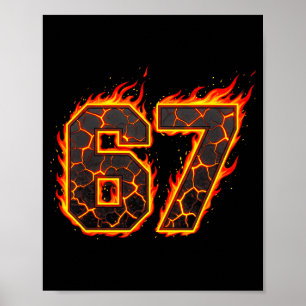 Affiche 67 Flammes Mème Six Sept Feu Drôle Gen Alpha Slan