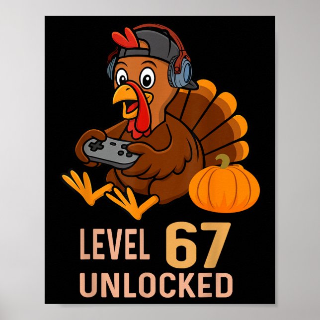 Affiche 67 Garçon de Thanksgiving Dinde Joueur Six Sept Mè (Devant)