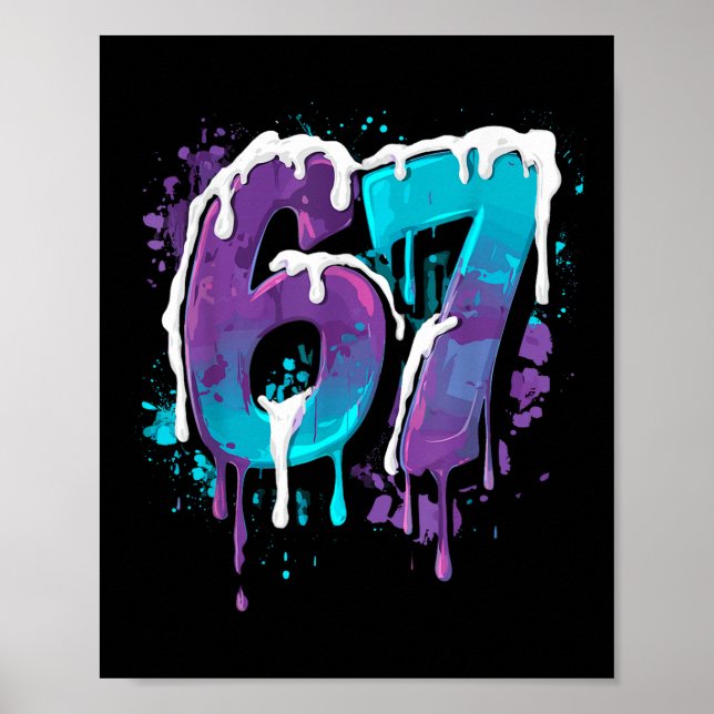 Affiche 67 Glace Dégoulinante Mème Drôle Six Sept Générati (Devant)