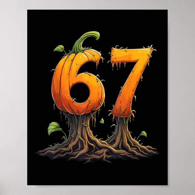 Affiche 67 Halloween Brainrot Mème 6 7 Nombres Six Sept P (Devant)