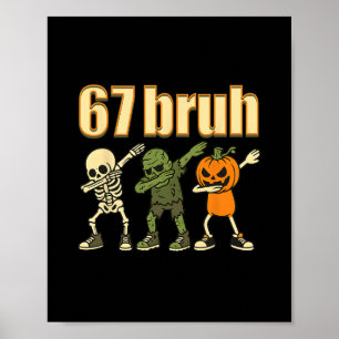 Affiche 67 Halloween Bruh Drôle Brainrot Meme Six Sept Bo