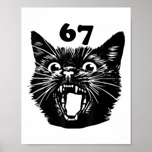 Affiche 67 Halloween Chat Noir Brainrot Meme Six Seven Fil
