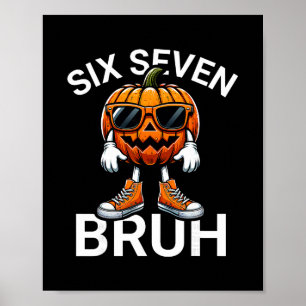 Affiche 67 Halloween Drôle Six Sept Mème Brainrot Citrouil