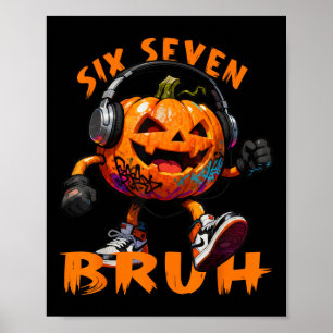 Affiche 67 Halloween Drôle Six Sept Mème Brainrot Citrouil