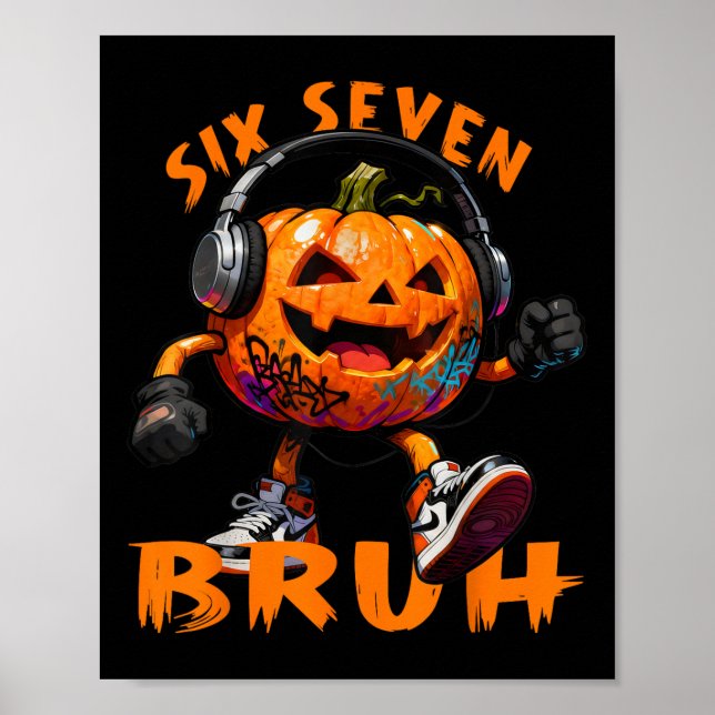 Affiche 67 Halloween Drôle Six Sept Mème Brainrot Citrouil (Devant)