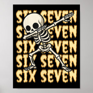 Affiche 67 Halloween Drôle Six Sept Mème Brainrot Squelett