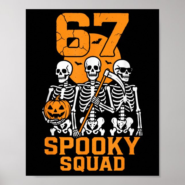 Affiche 67 Halloween Meme 6 7 Nombres Six Sept Enfants Squ (Devant)
