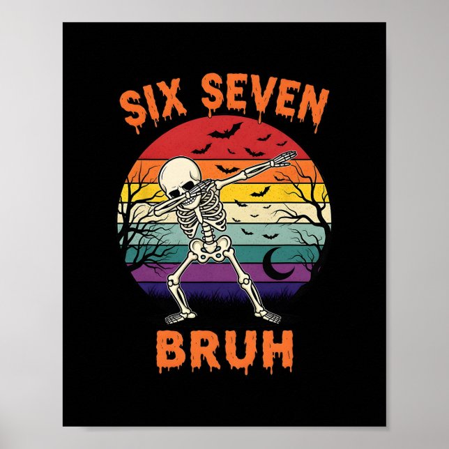 Affiche 67 Halloween Mème Six Sept Numéros de Squelette Dr (Devant)