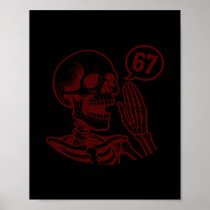 Affiche 67 Halloween Squelette Six Sept Mème Brainrot Drôl