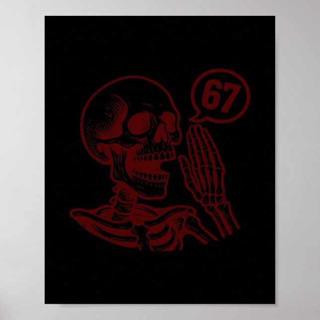 Affiche 67 Halloween Squelette Six Sept Mème Brainrot Drôl (Devant)