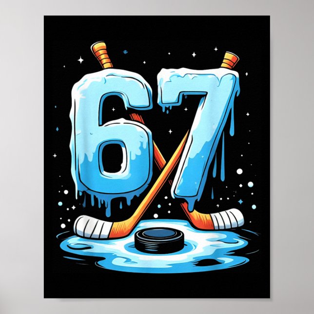Affiche 67 Hockey Crème Glacée Drip Slang Gen Alpha Garçon (Devant)