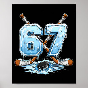 Affiche 67 Hockey Dégoulinante Numéro Drôle Style Mème Gar