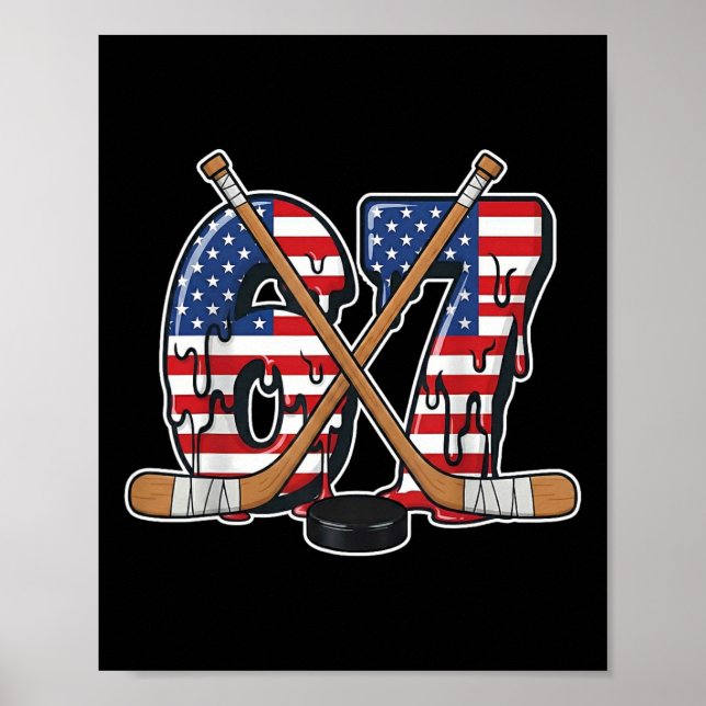 Affiche 67 Hockey Drip Number Drôle Mème Gen Alpha Langue  (Devant)