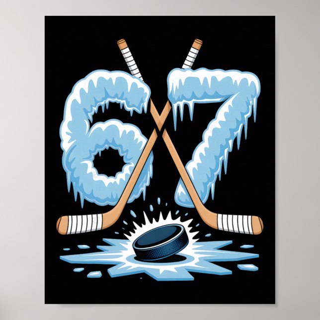 Affiche 67 Hockey Drip Number Funny Meme Style Cool Graphi (Devant)