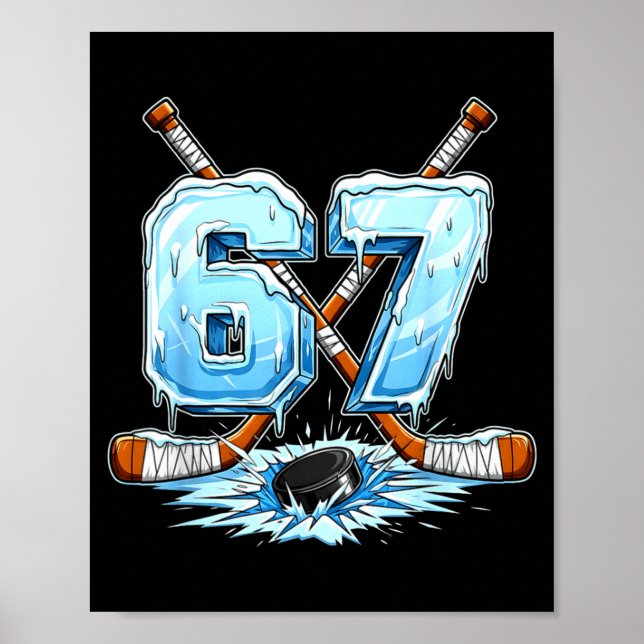 Affiche 67 Hockey Drip Numéro Style Mème Drôle Garçons Gra (Devant)