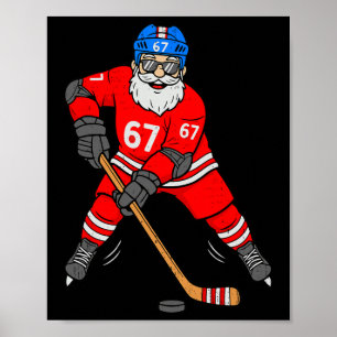 Affiche 67 Hockey sur glace Père Noël Six Sept Mème Noël S