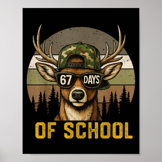 Affiche 67 Jours D'école Cerf Chasse Garçon Camo Garçon Fi (Devant)