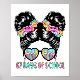 Affiche 67 Jours D'école Filles Aux Chignons Décoiffés Enf