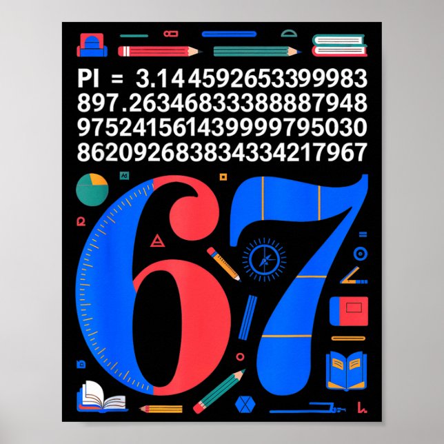 Affiche 67 Jours D'école Professeur Enfant Garçon 67 Math  (Devant)