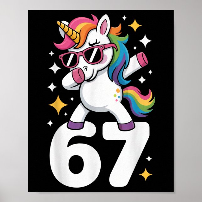 Affiche 67 Licorne Dabbing Six Sept Mème Drôle  (Devant)