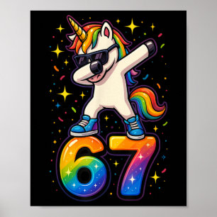 Affiche 67 Licorne Dabbing Six Sept Mème Drôle _1 