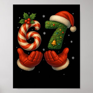 Affiche 67 mains de hockey drôle de mème de Noël Santa