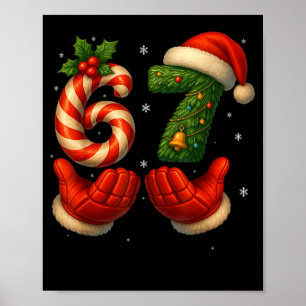 Affiche 67 mains de hockey drôle de mème de Noël Santa 