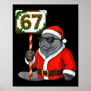 Affiche 67 Manatee Noël Six Sept Mème Pourriture Cérébrale