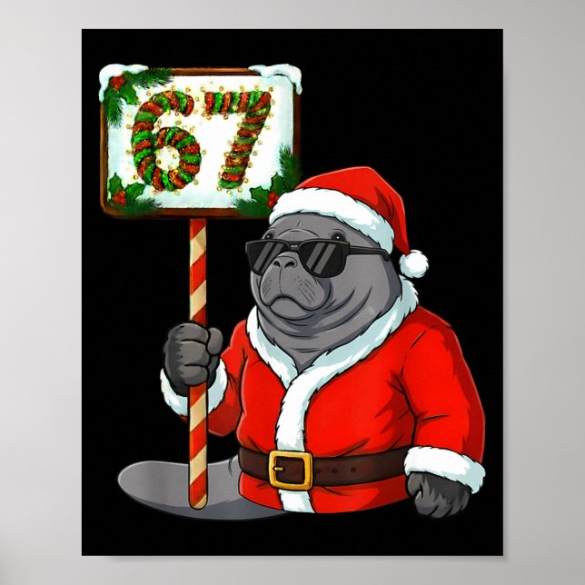 Affiche 67 Manatee Noël Six Sept Mème Pourriture Cérébrale (Devant)