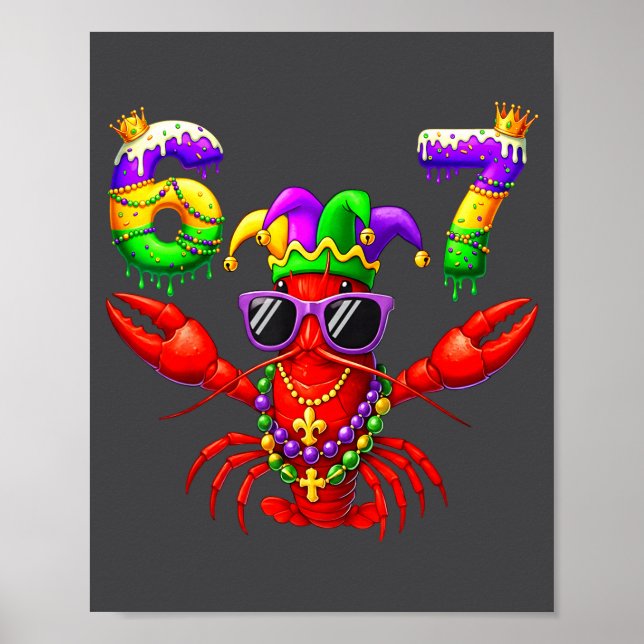Affiche 67 Mardi Gras Crawfish Beads Six Seven Carnival Bo (Devant)