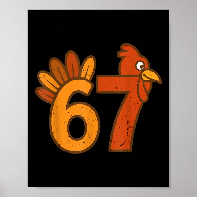 Affiche 67 Mathématiques de Thanksgiving Dinde Drôle Brain (Devant)