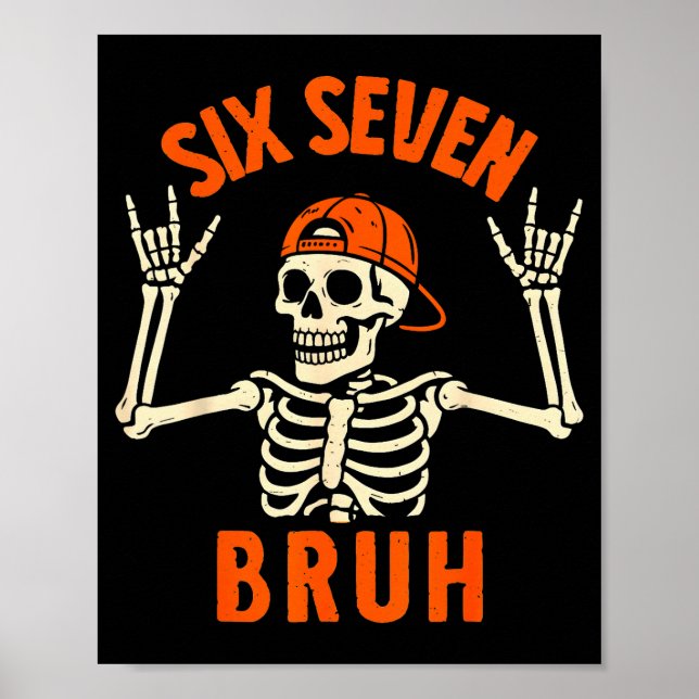 Affiche 67 Mème 6 7 Drôle de squelette d'Halloween Rock On (Devant)