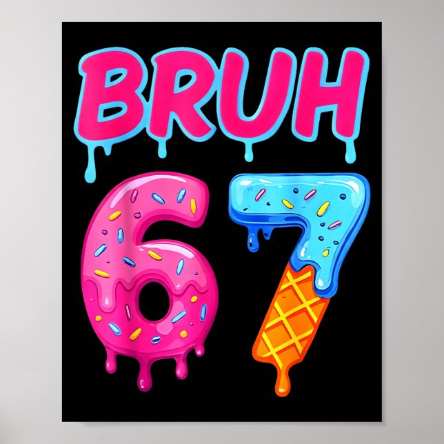 Affiche 67 Mème 6 7 Nombres Crème Glacée Six Sept Bruh Drô (Devant)