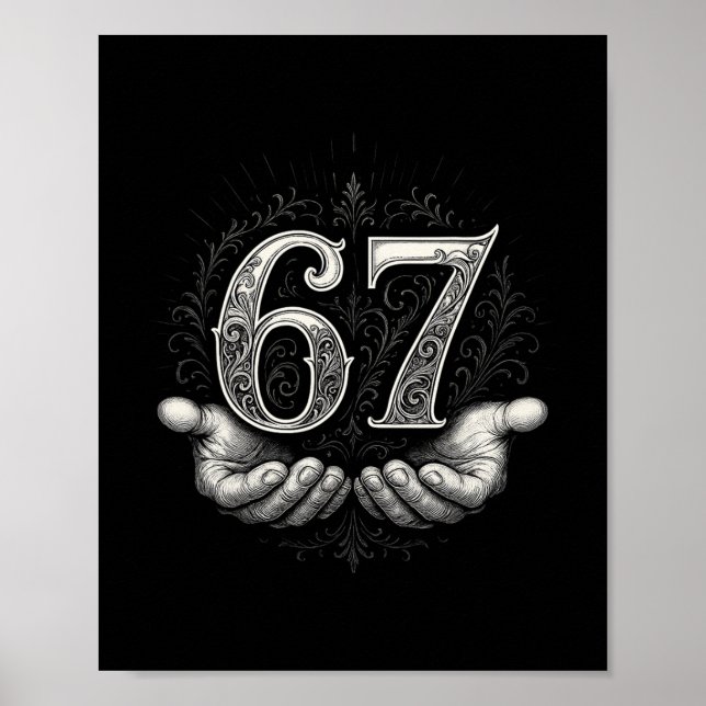 Affiche 67 Meme 6 7 Six Seven Mains Drôle Slang Gen Alpha  (Devant)