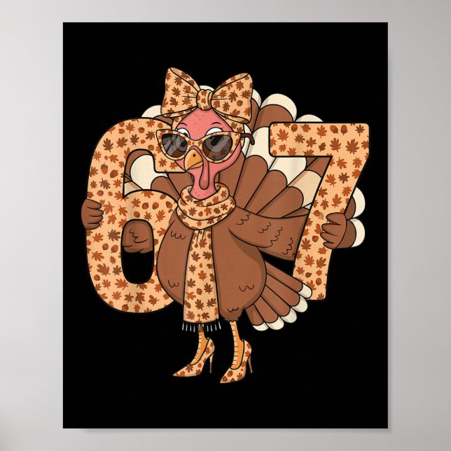 Affiche 67 Meme Autumn Fall Turkey Sungles Funny Thanksgiv (Devant)