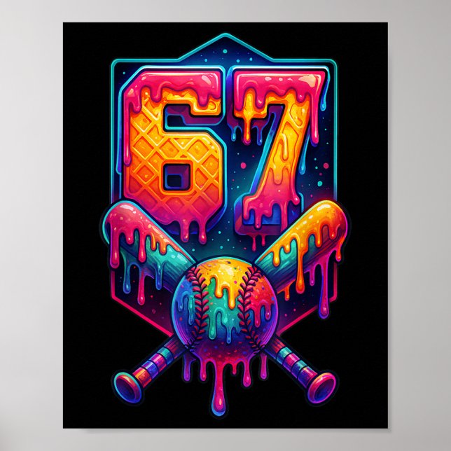 Affiche 67 Meme Baseball Drôle Tendance Numéro 67 Joueur S (Devant)